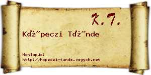 Köpeczi Tünde névjegykártya